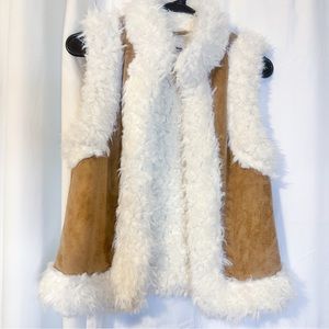 Faux suede tan and cream vest